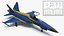 3D HESA Saeqeh Iranian Aircraft without Rockets Blue Rigged model