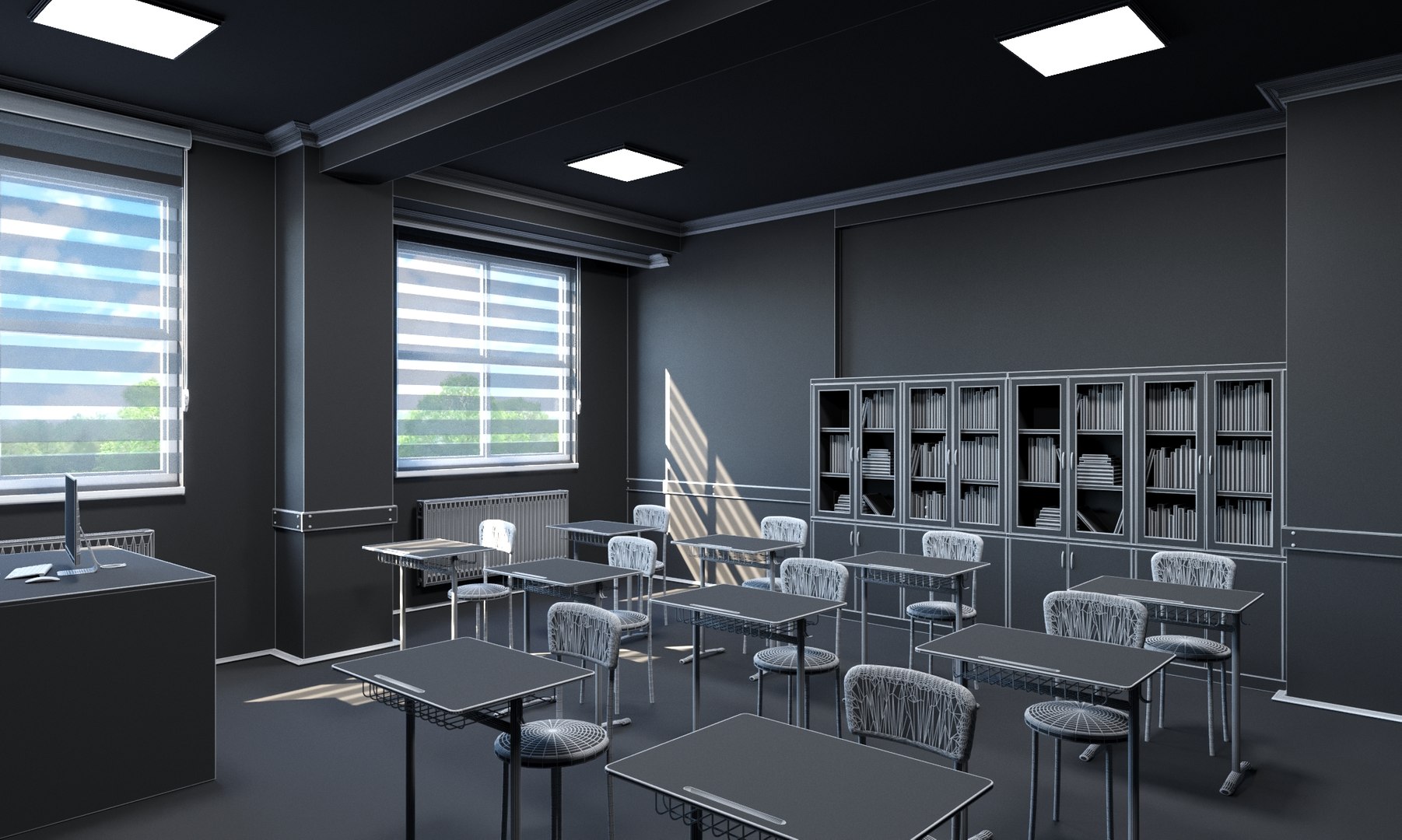 School Library Interior Design 02 3D Model - TurboSquid 1743684