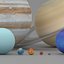 Planeten im Sonnensystem im Maßstab