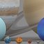 Planeten im Sonnensystem im Maßstab