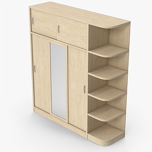 3D model Wooden Wardrobe