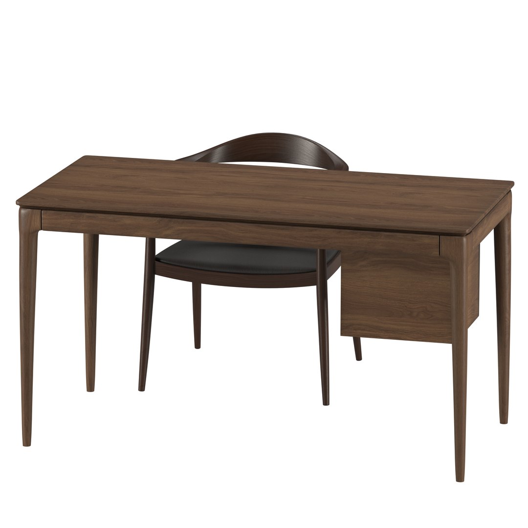 Wood Desk And Chair Model TurboSquid 1942975
