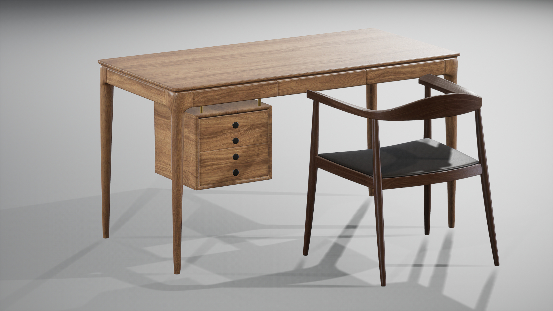 Wood Desk And Chair Model TurboSquid 1942975