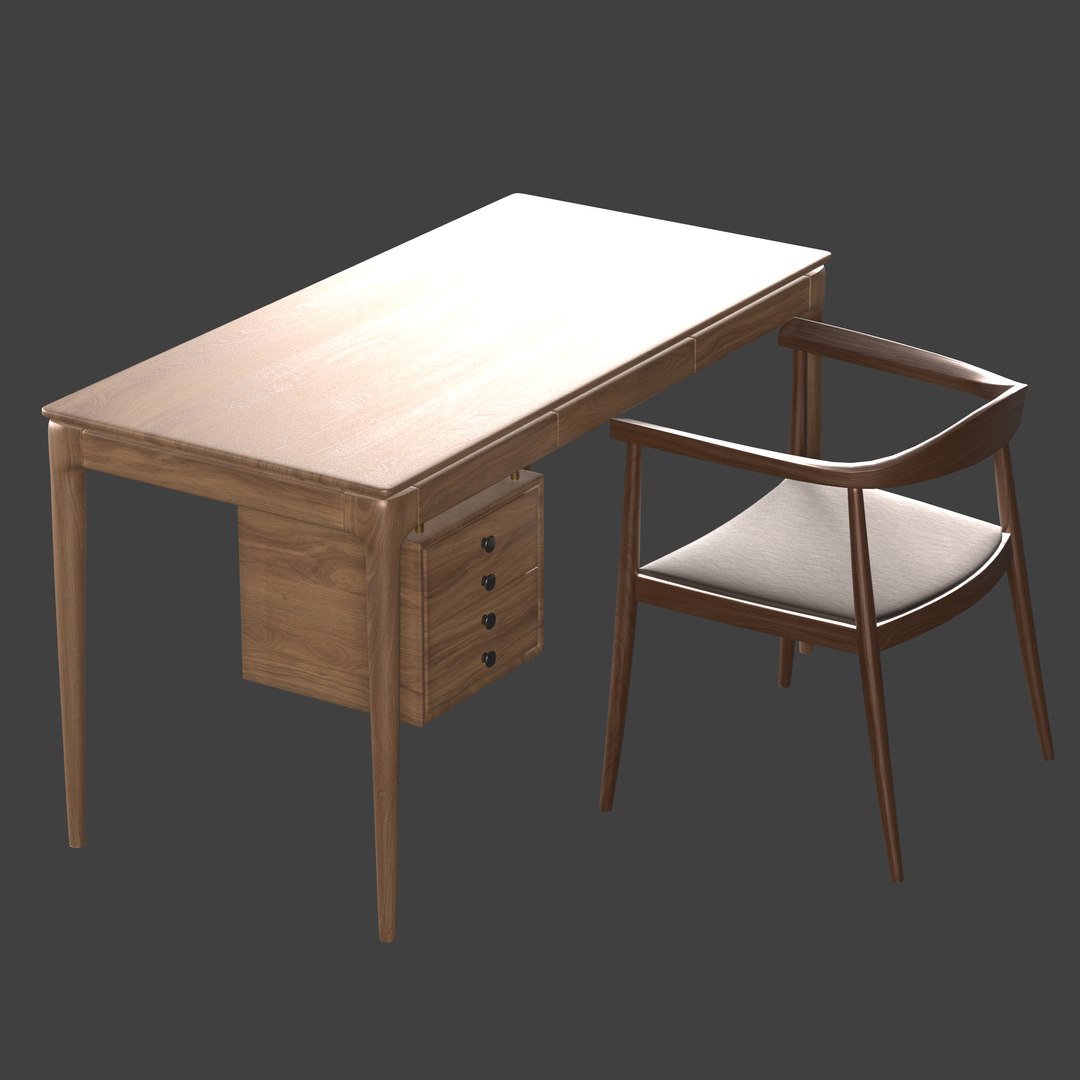 Wood Desk And Chair Model TurboSquid 1942975