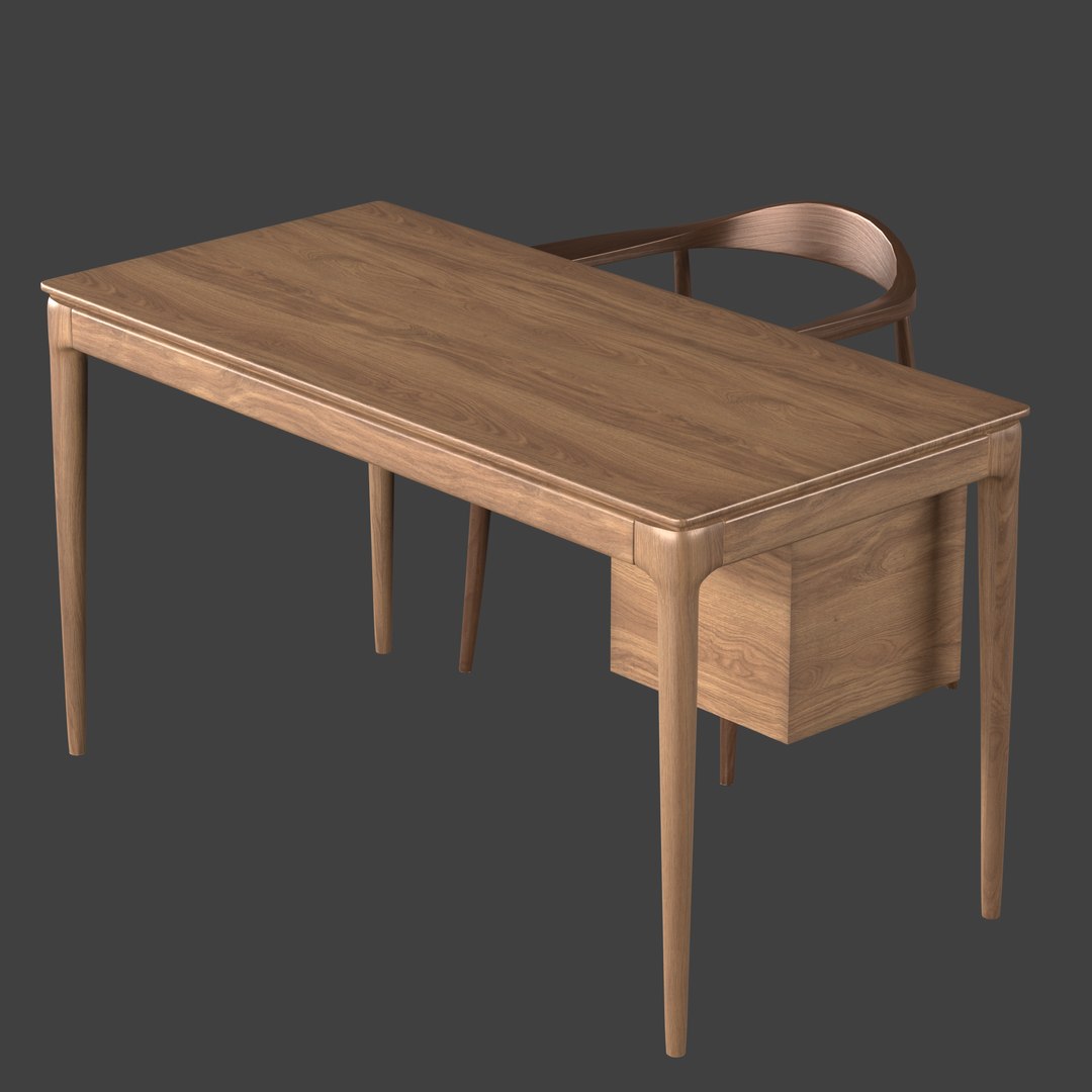 Wood Desk And Chair Model TurboSquid 1942975