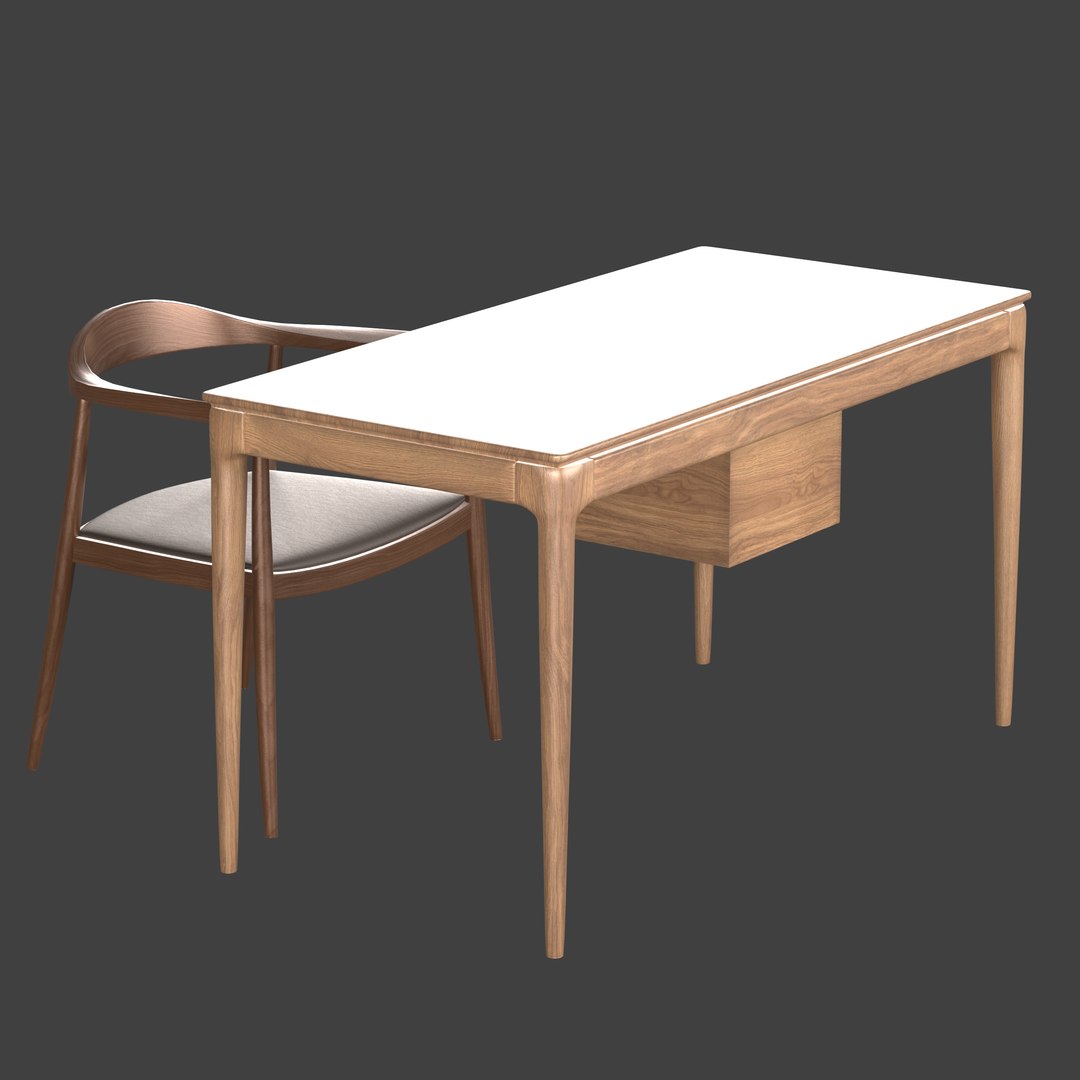 Wood Desk And Chair Model TurboSquid 1942975