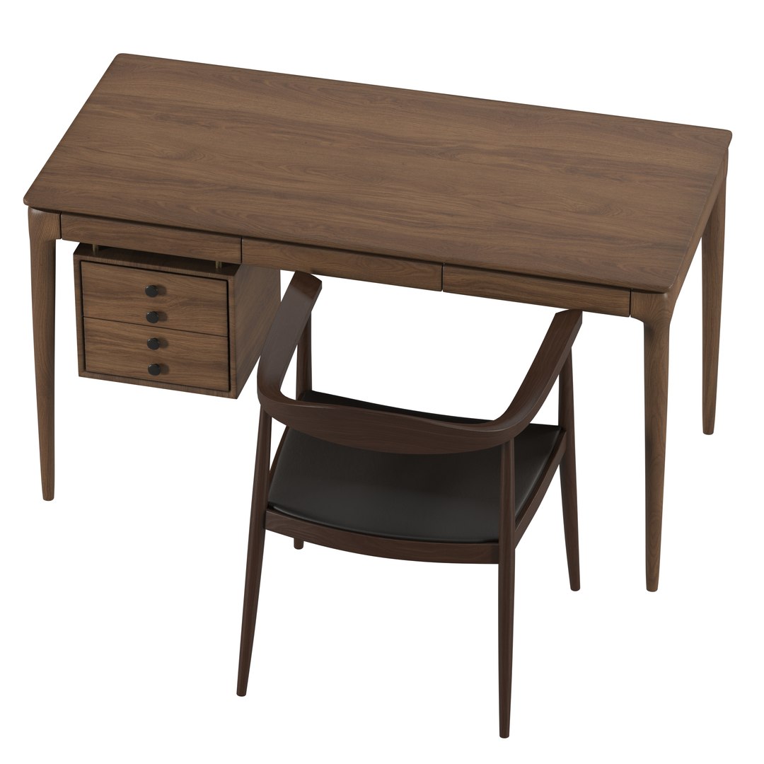 Wood Desk And Chair Model - TurboSquid 1942975