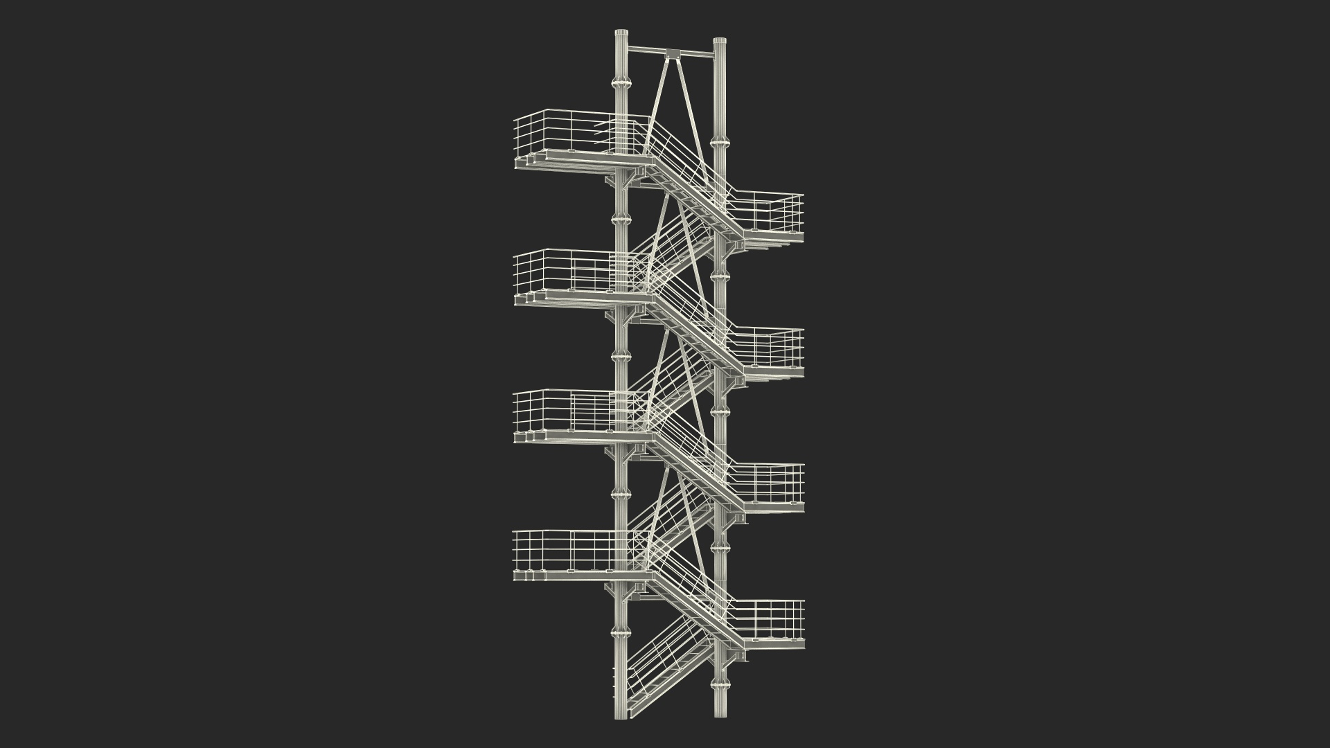 3D Modular Fire Escape Black - TurboSquid 2273741