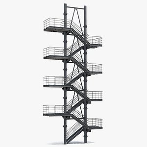 3D Modular Fire Escape Black