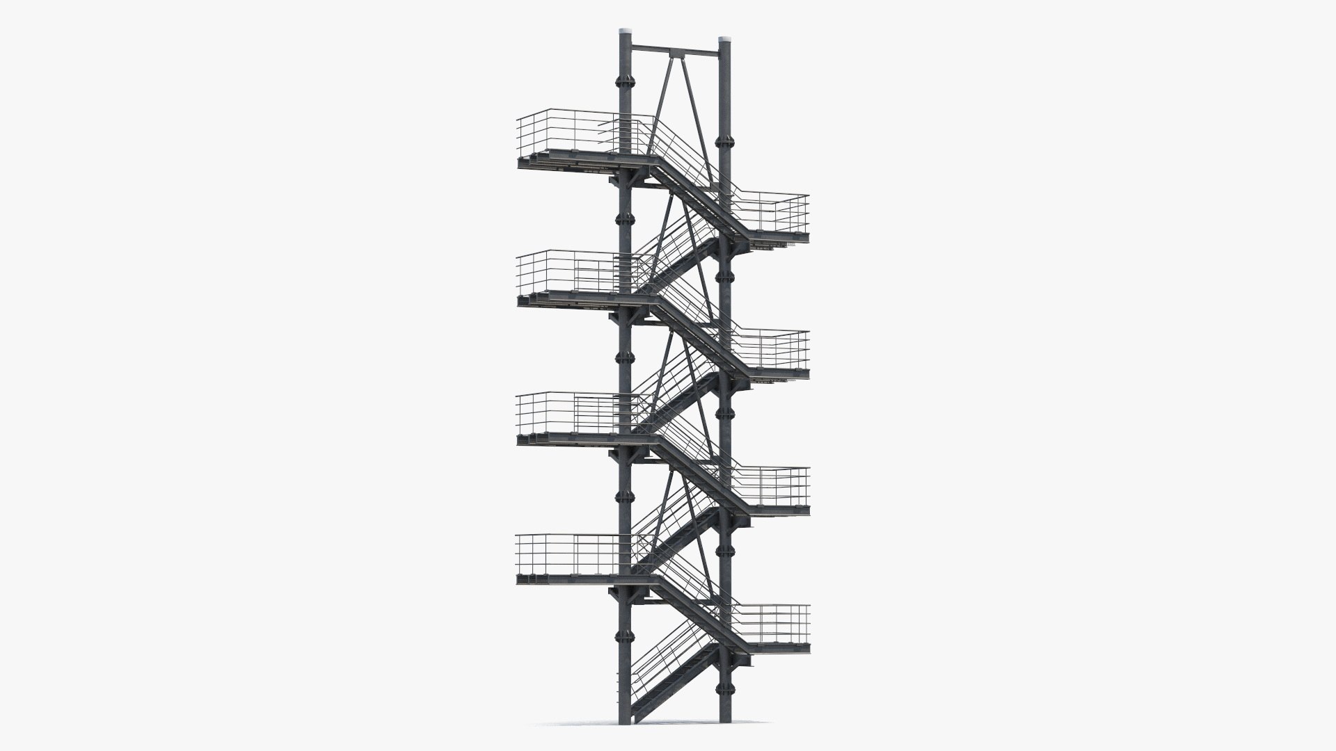 Modular Fire Escape Black 3D model preview