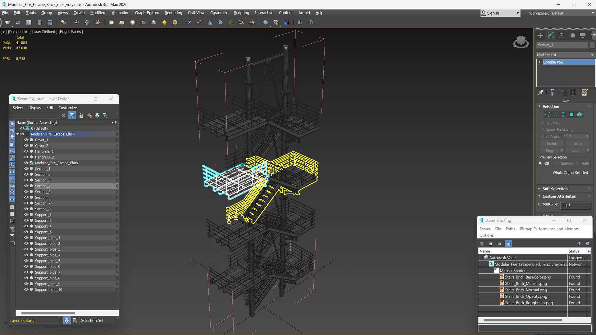 3D Modular Fire Escape Black - TurboSquid 2273741