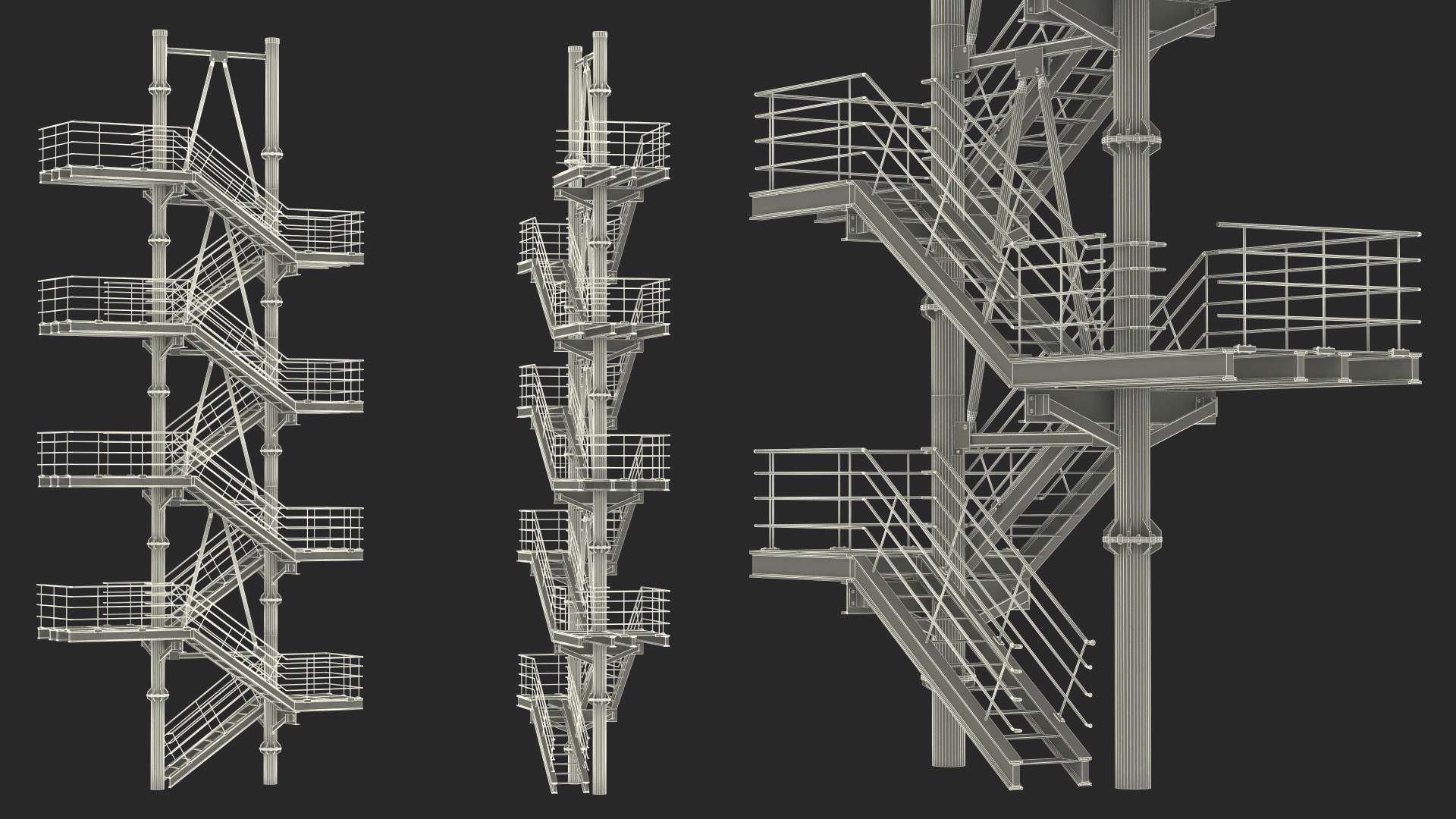 3D Modular Fire Escape Black - TurboSquid 2273741
