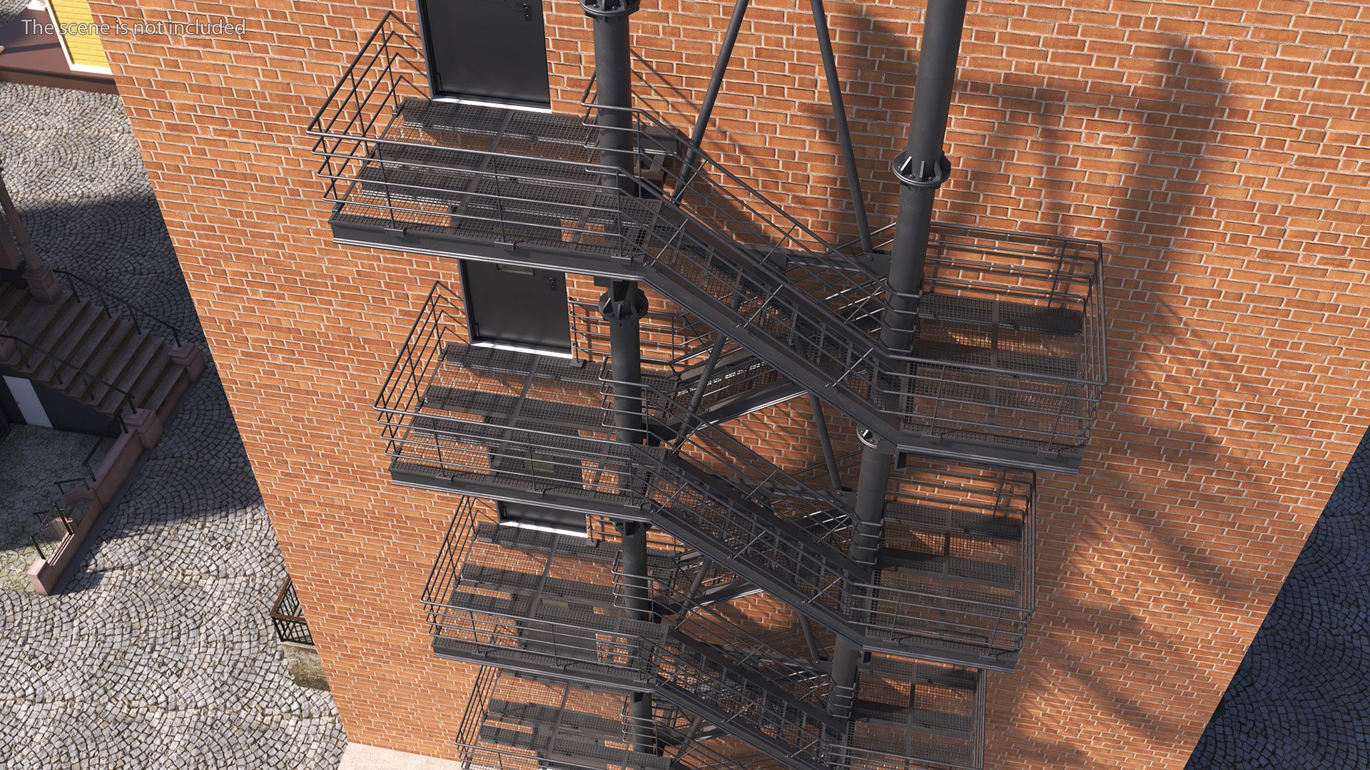 3D Modular Fire Escape Black - TurboSquid 2273741