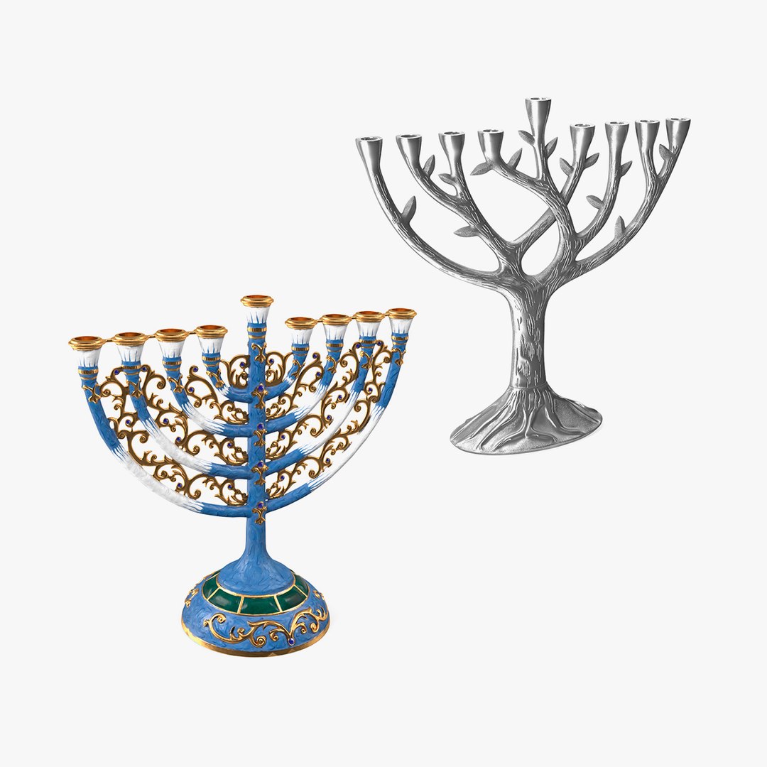 Hanukkah Candlesticks Collection 3D model preview