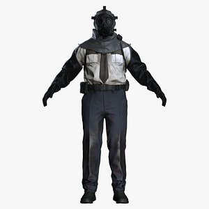 3D model Post-Apocalyptic Survivor with Gas Mask - Game Ready