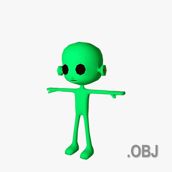 3D Alien ET Male- OBJ - Low Poly Quad model