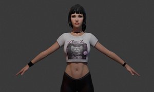 Amelia  Realistic Female Character Blender Rigged PBR 3D model