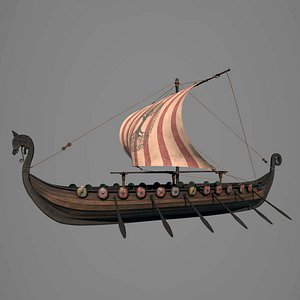 3D drakkar viking ship