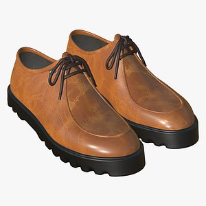 Realistic Yellow Leather Shoes 3D
