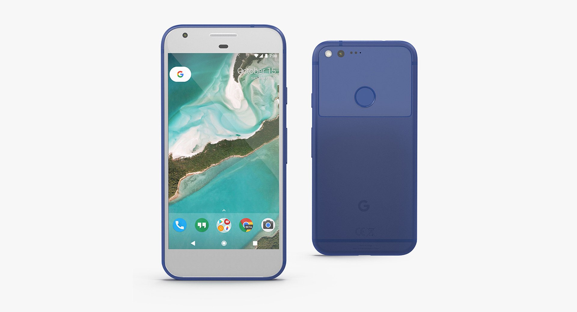 Google Pixel XL Phone Really Blue 3D Model 3D model preview