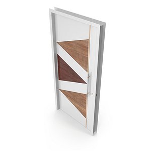 Modern Design White Metal Steel Door with Wooden Details model 3D model