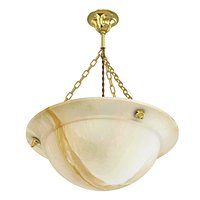 Beautiful Antique Alabaster and Brass French Art Deco Pendant Light   Chandelier