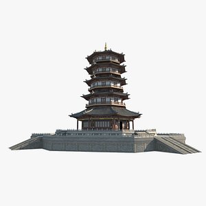 Large towers in ancient Asian architecture 3D model