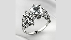 3D 7mm Diamond Gold Ring