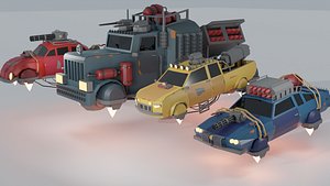 Scifi Car Collection Low Poly
