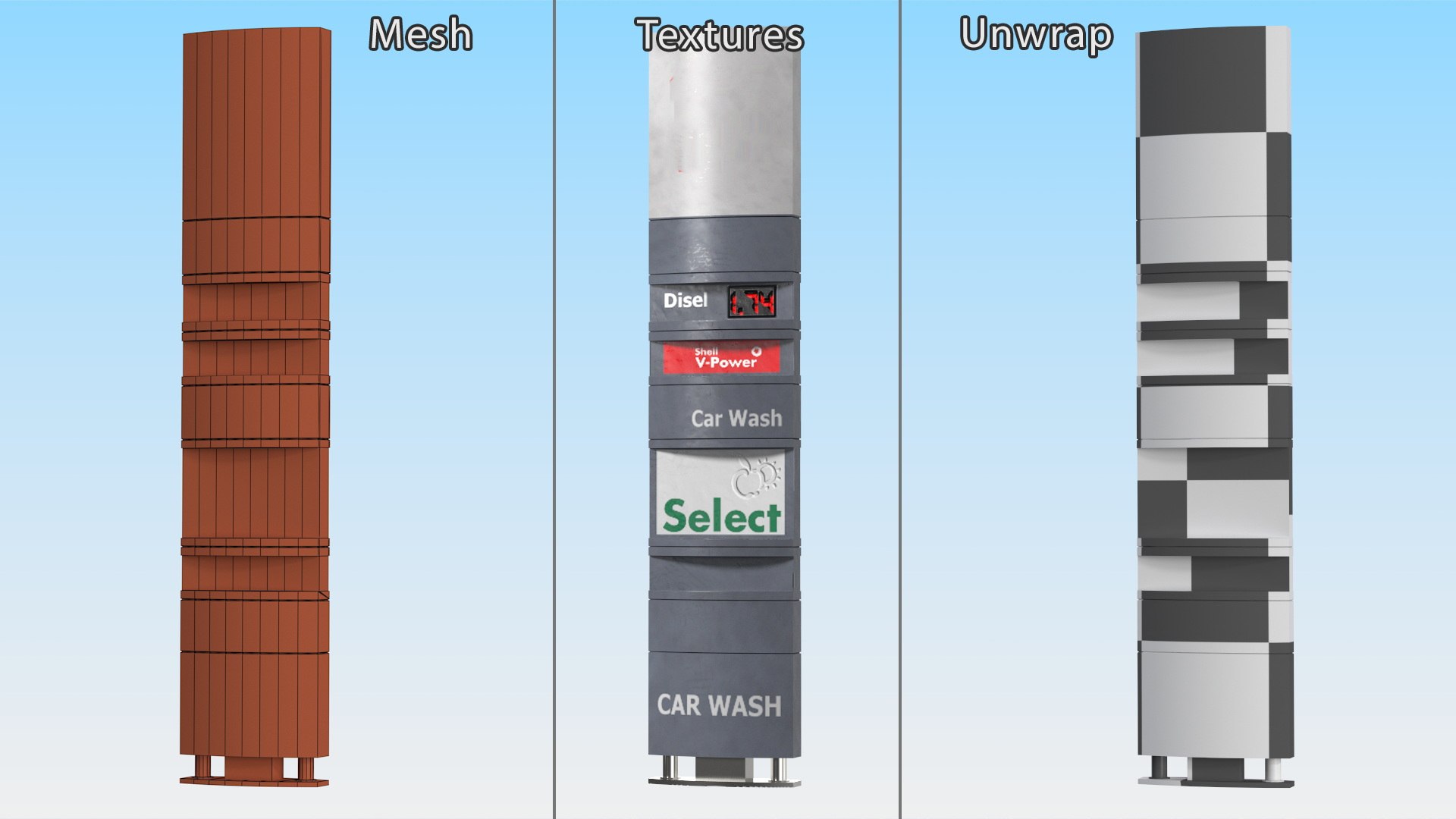Gas Station Advertisement Column Model - TurboSquid 2117277