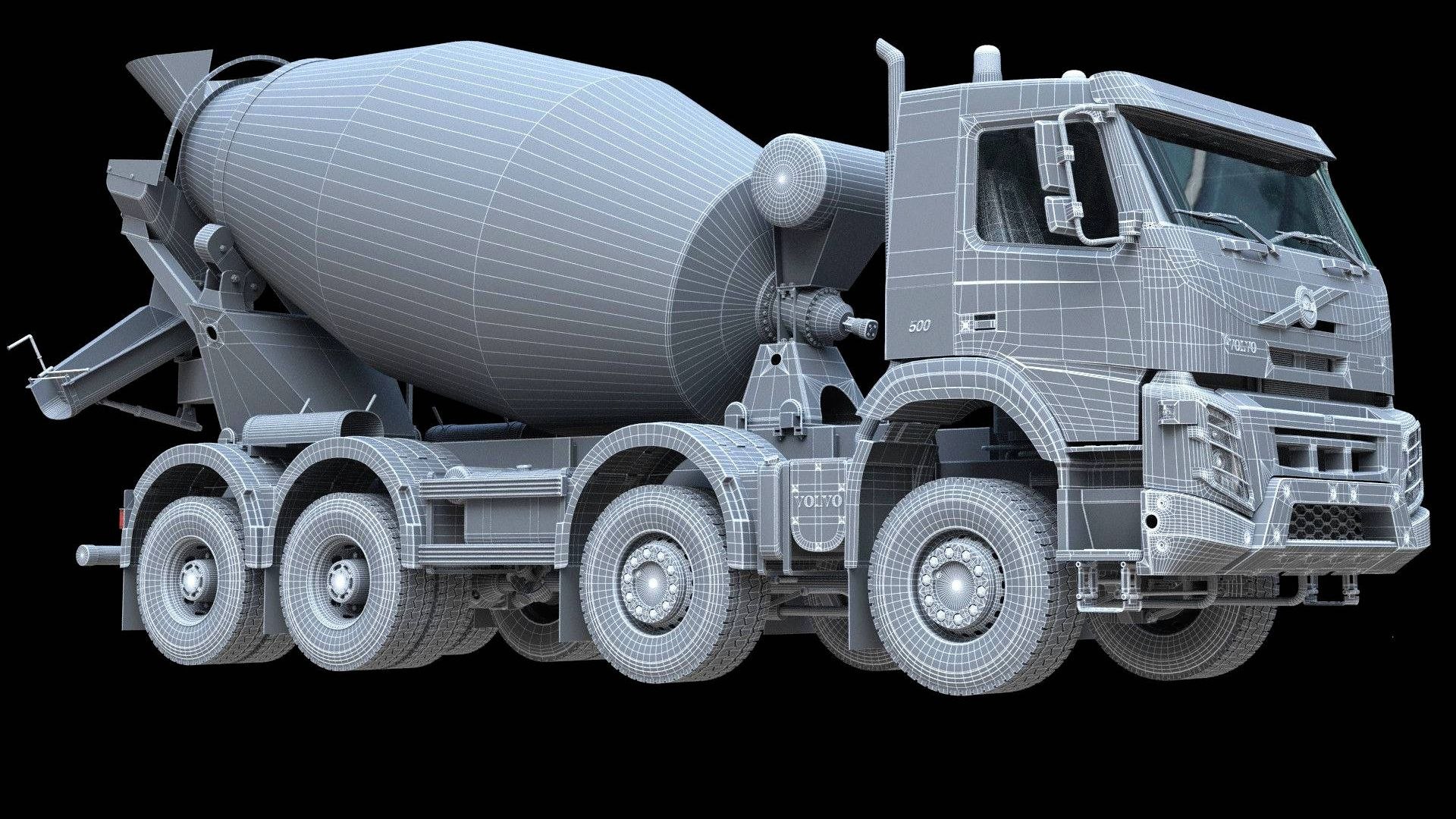 Volvo FMX truck Concrete Mixer - customized 3D model