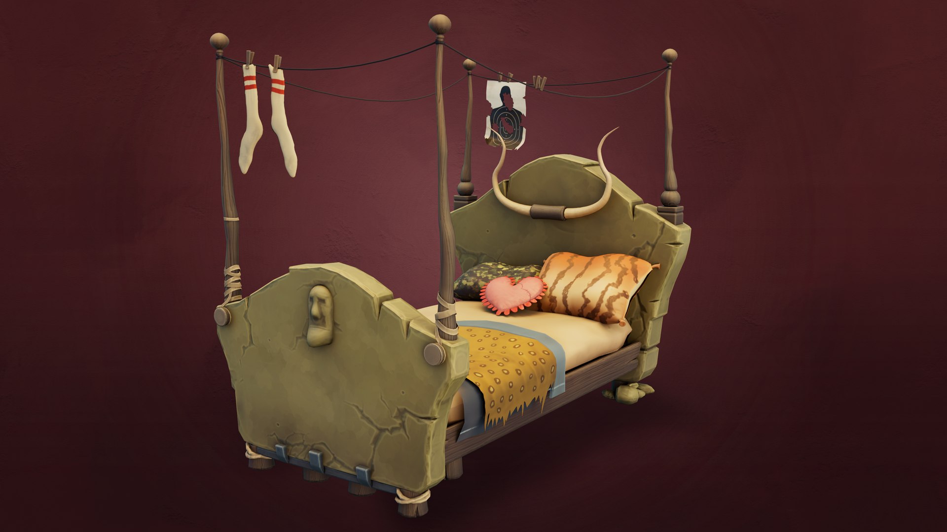 Stylized Bed Model Turbosquid 2166339