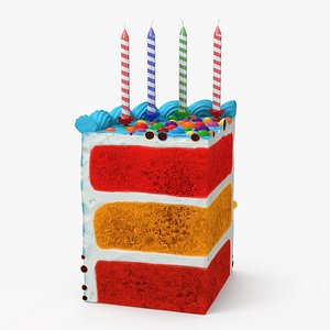 Birthday Cake Slice with Candles