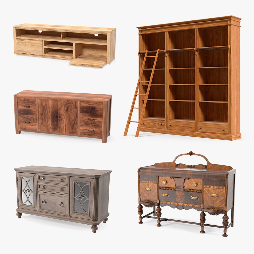 Wooden Furnishings Collection 4 3D model preview