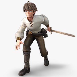 Little Boy Ryan - Young Medieval Warrior with Wooden Sword - Epic RPG Hero - 61 model