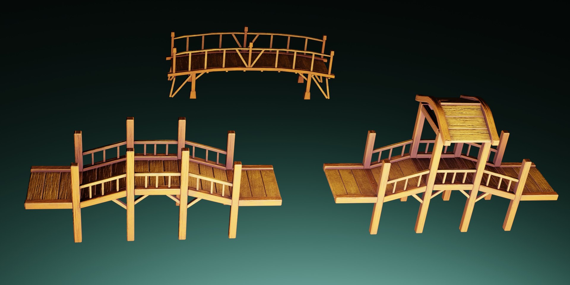 3D Rock And Wood Bridges Model - TurboSquid 2275551
