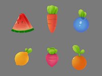 Cartoon Fruits and Veggies Collection