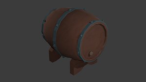 3D Keg Barrel Handpainted Stylized model