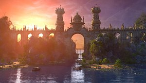 3D Fantasy Towers  Bridge Gate