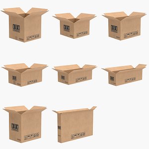 Cardboard Box 1 Open V1 Collection 3D model