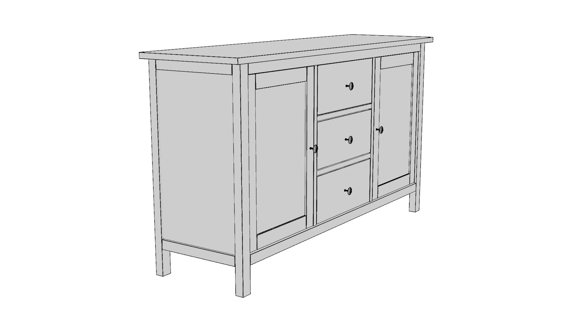 HEMNES Sideboard Black Brown 3D Model TurboSquid 1840542