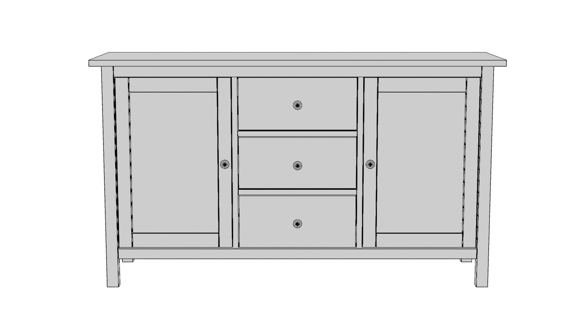HEMNES Sideboard Black Brown 3D Model TurboSquid 1840542