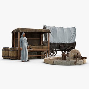 3D Antique Arab Mill Village model