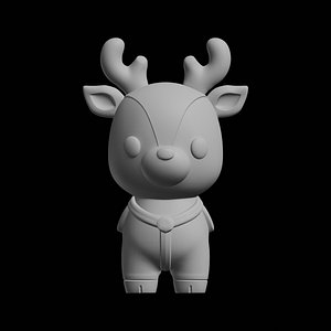 3D model Chibi Reindeer Figurines 3D Print Model