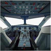 Airbus A320 airplane cockpit high detailization