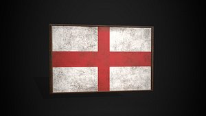 3D Old Picture Frame With Republic of Genoa Flag - Game Ready PBR Low-poly 3D Model