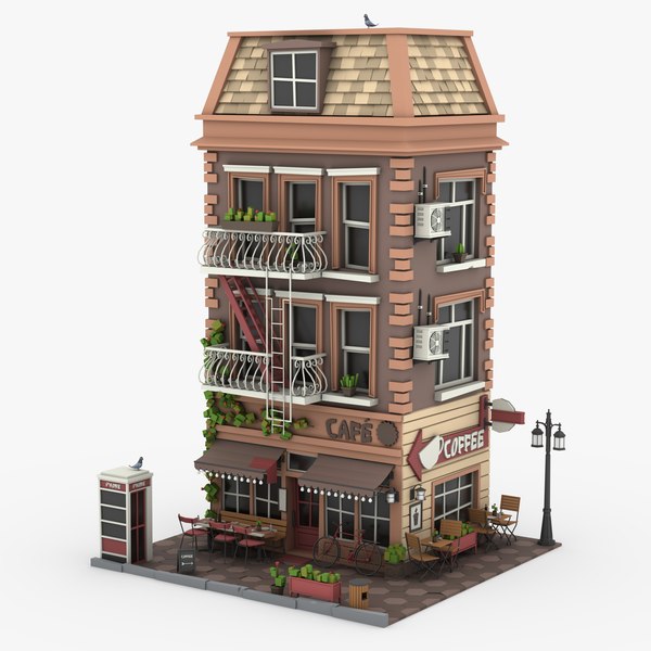 Low poly Cafe 01 model - TurboSquid 2002196