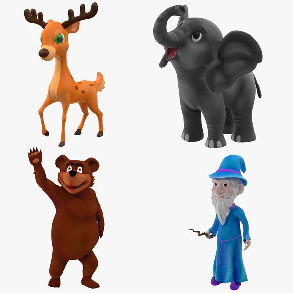3D cartoon rigged characters model