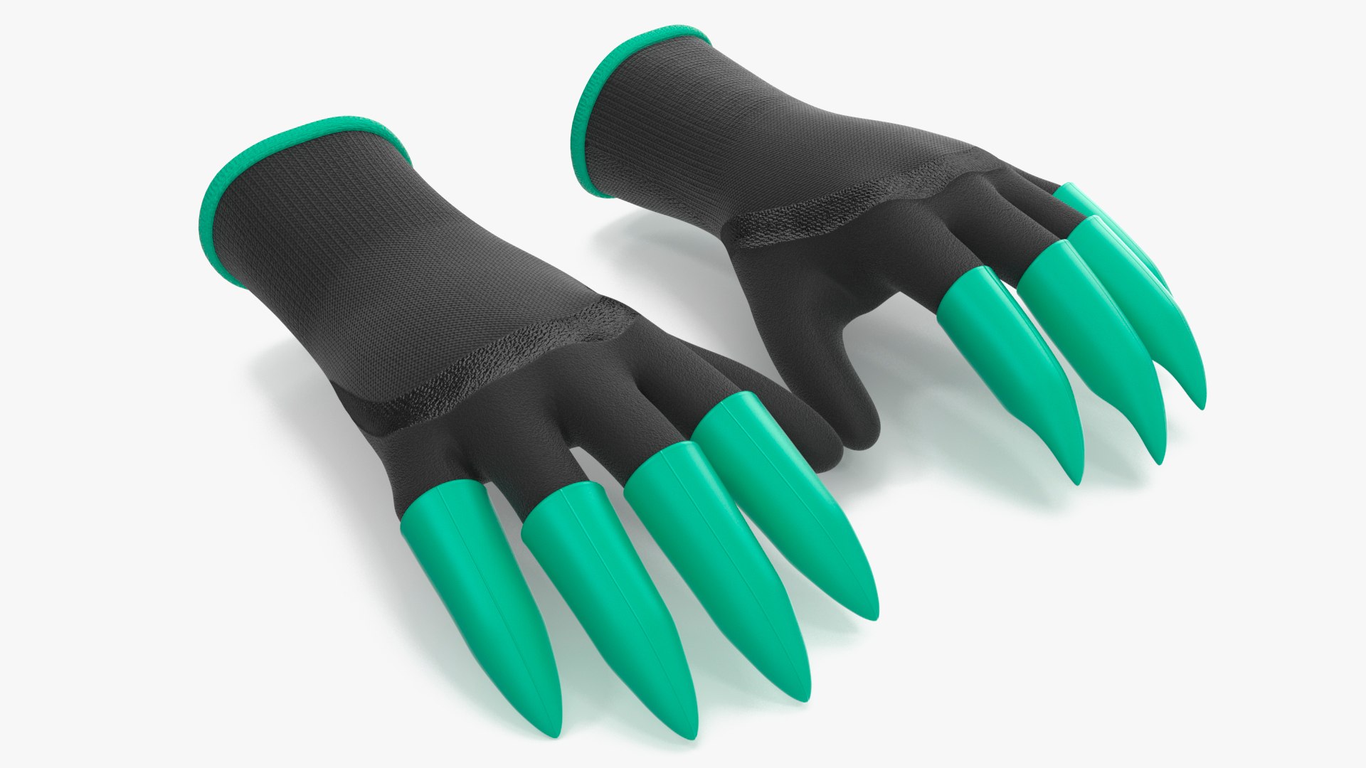 Garden Gloves with Plastic Claws Green 3D model preview