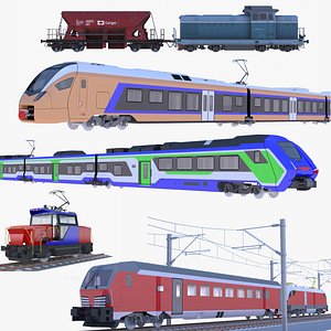 3D European trains bundle IV model